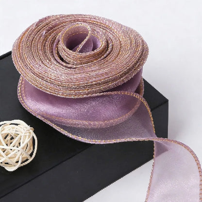 1PC 10 Yards Fishtail Yarn Ribbons 2.5cm Wave Edge Pleated Gifts Packaging Material Gift Wrapping Bouquets Chiffon Ribbon - 4