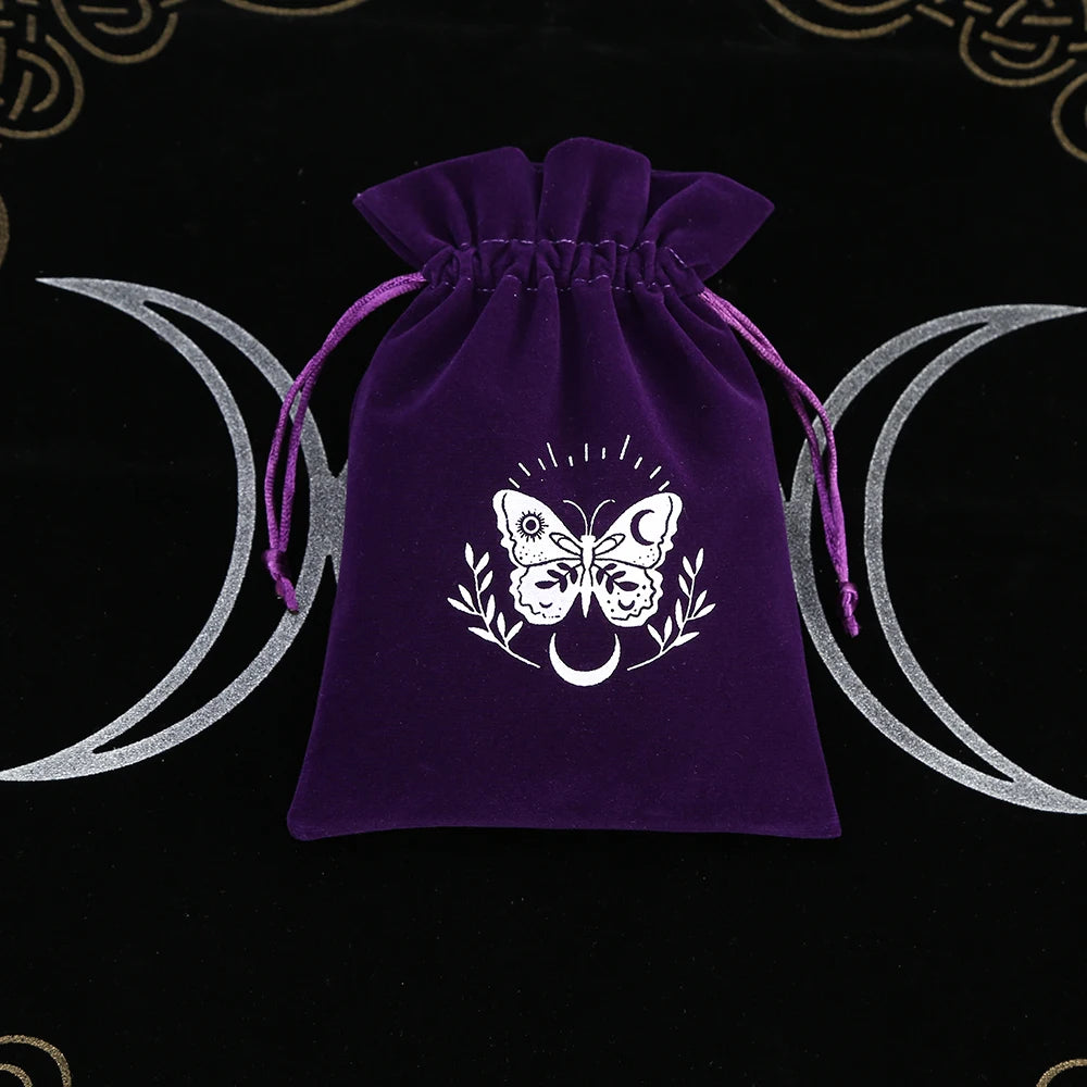 1Pcs Tarot Storage Velvet Bag Drawstring Suede Pocket Board Game Card Embroidery Package Witchcraft Supplies for Altar Tarot 