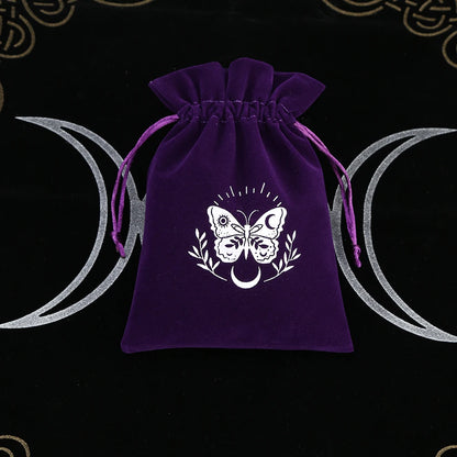 1Pcs Tarot Storage Velvet Bag Drawstring Suede Pocket Board Game Card Embroidery Package Witchcraft Supplies for Altar Tarot 