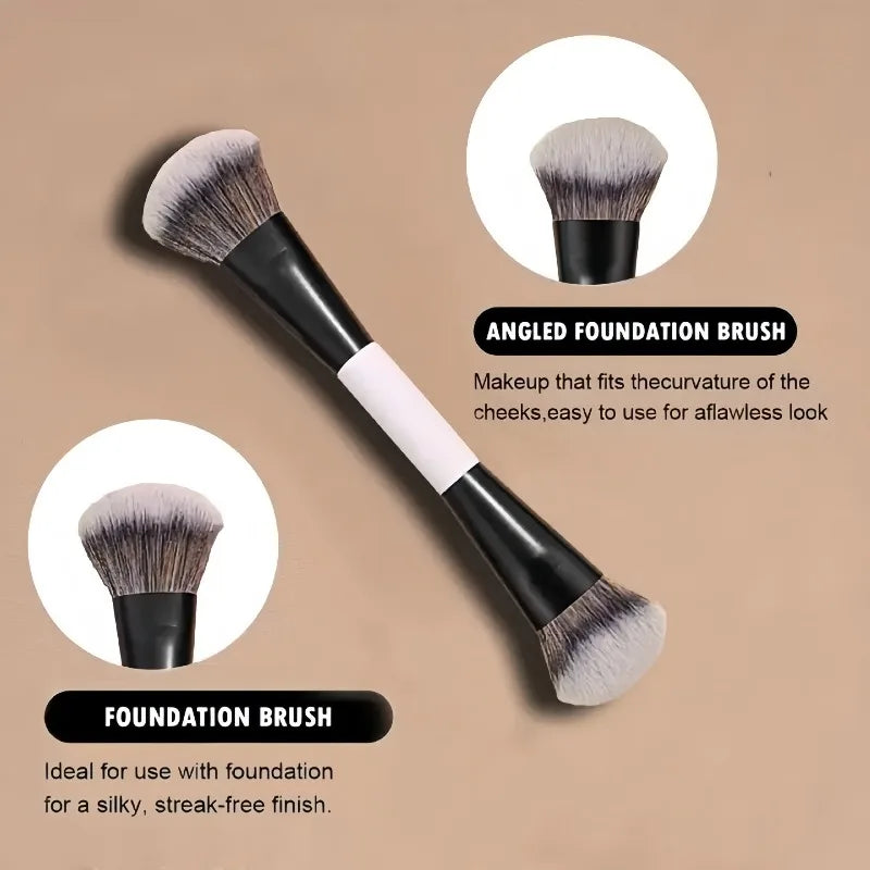 Double Head Makeup Brushes 2 In 1 Flat Angled Foundation Concealer Contour for Blending Loose Powder Liquid Cream Cosmetic To