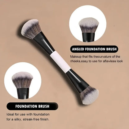 Double Head Makeup Brushes 2 In 1 Flat Angled Foundation Concealer Contour for Blending Loose Powder Liquid Cream Cosmetic To