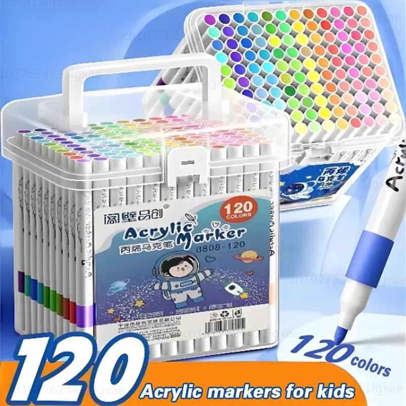 Acrylic Brush Markers Set with Portable Case, Liquid Ink Art Acrylic Paint Markers Set for Art and DIY Craft