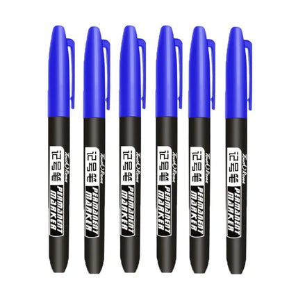 6 PCS Permanent Marker Pen Manga Drawing Markers Black Blue Red Waterproof Ink Sketch Pens Stationery Art School Supplies - 6