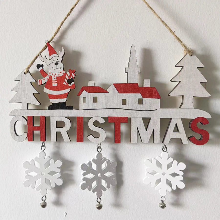 1PC Wooden Christmas Door Hanging Oranments Wall Merry Christmas Decor for Home Happy New Year Naviidad Door Pendants Gifts