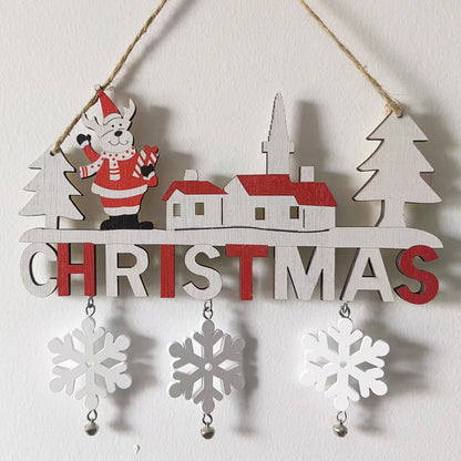 1PC Wooden Christmas Door Hanging Oranments Wall Merry Christmas Decor for Home Happy New Year Naviidad Door Pendants Gifts
