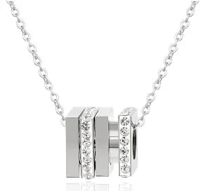 Stainless Steel Vintage Textured Delicate Necklace - C8 Silver
