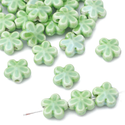 10Pc 12mm Handmade Colorful Flower Shape Ceramic Loose Spacer Beads Charm for Bracelet Necklace Earring DIY Jewerlry Making -
