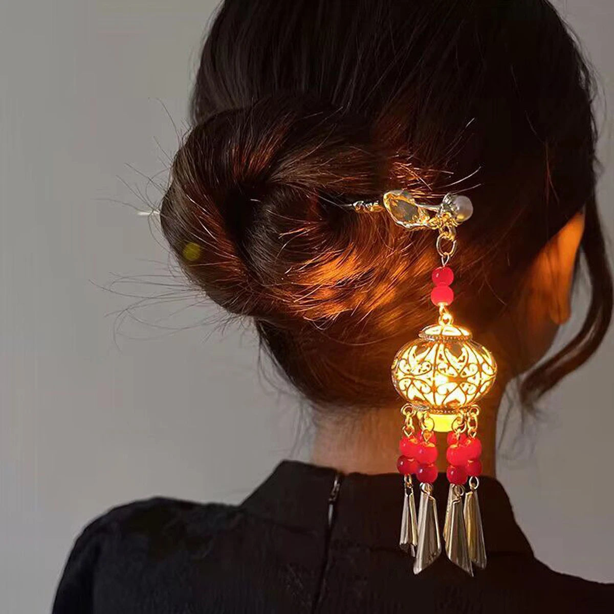 1Pcs Vintage Lantern Tassels Hair Stcikers For Women Hair Accessories - 1pcs golden