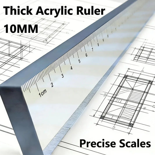 Multi-Function Paperweight Ruler - 50cm Thick Acrylic Cutting Grid for Graphic Design, Calligraphy & Craft