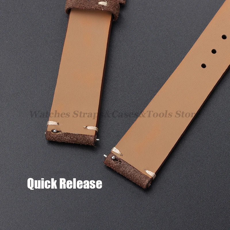 Vintage Genuine Suede Leather Watchband 14mm 16mm 18mm 20mm 22mm for Omega for Seiko Handmade Bracelet Quick Release Watch St