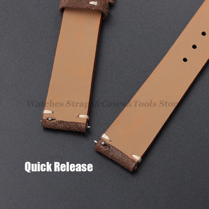 Vintage Genuine Suede Leather Watchband 14mm 16mm 18mm 20mm 22mm for Omega for Seiko Handmade Bracelet Quick Release Watch St