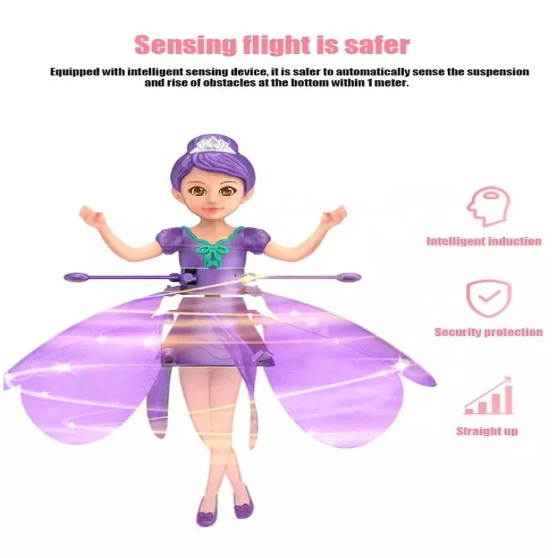 Elf Fairy Flying Doll Helicopter Gesture Induction Machine Rotating Flying Toy Luminous Children Christmas Holiday Gift