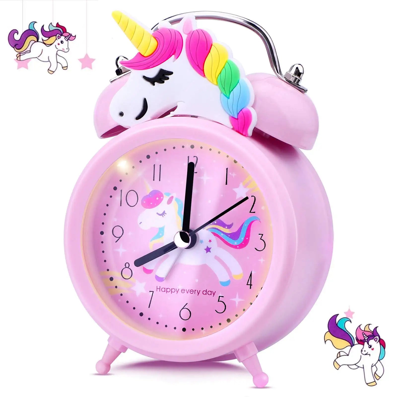 Pink Unicorn Kids Alarm Clock Double Bell Clock with Backlight Cute Desk Clock Home Decoration Будильник Kid Gifts Reveil Enf
