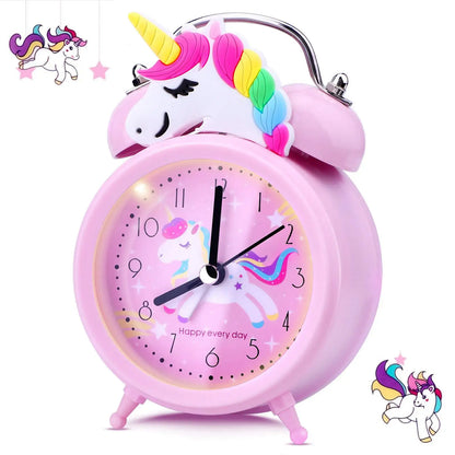 Pink Unicorn Kids Alarm Clock Double Bell Clock with Backlight Cute Desk Clock Home Decoration Будильник Kid Gifts Reveil Enf