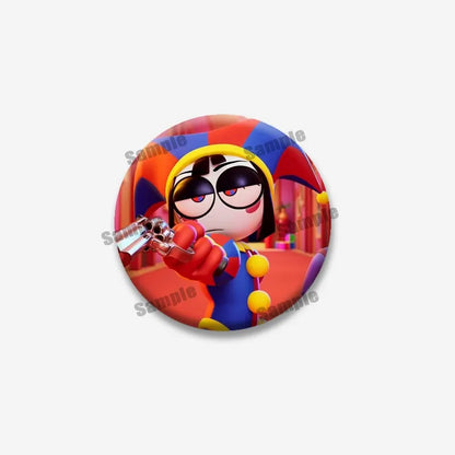 Creative Funny P-Pomni Enamel Pins Cute Cartoon Character Round Brooch DIY Backpack Jacket Collar Badge Jewelry Gifts for Fri