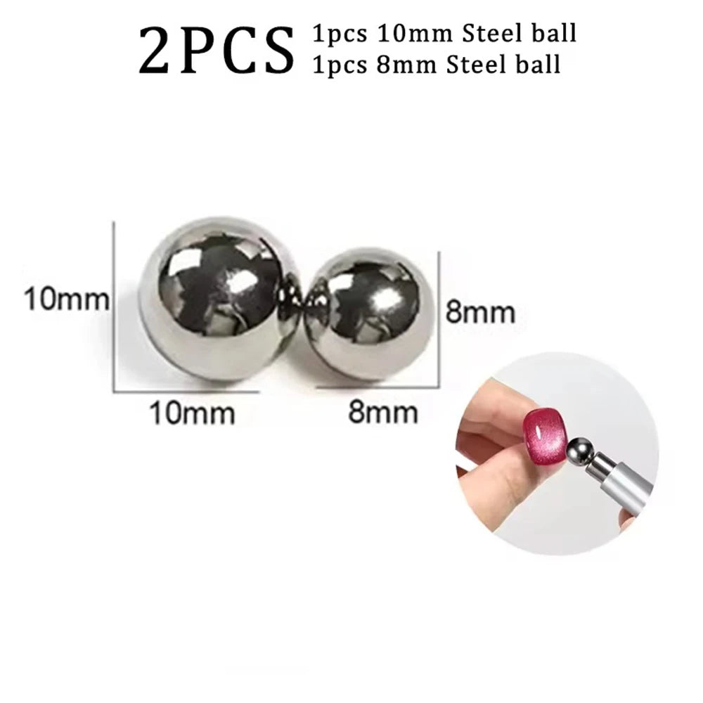 1/2Pcs Nail Cat Eye Magnetic Ball With Nail Magnetic Stick Tool Set Double-head Strong Magnet Pen 3D Cat Eye Gel Nail Supplie