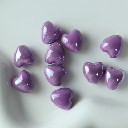 10pcs 12mm Heart Shape Shiny Glossy Ceramic Beads Porcelain Loose Spacer Beads for Jewelry Making DIY Bracelet Necklace Craft