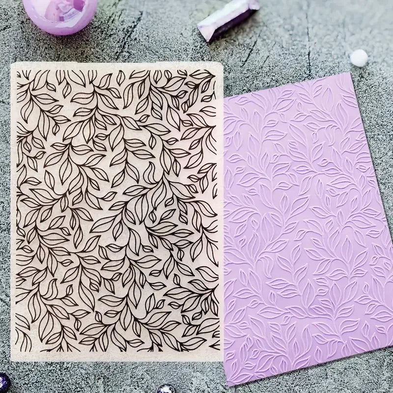 1Pc Embossing Folder Leaf Background Pattern Plastic Embossing Folder Machine Template for Card Making Scrapbook Paper Album 