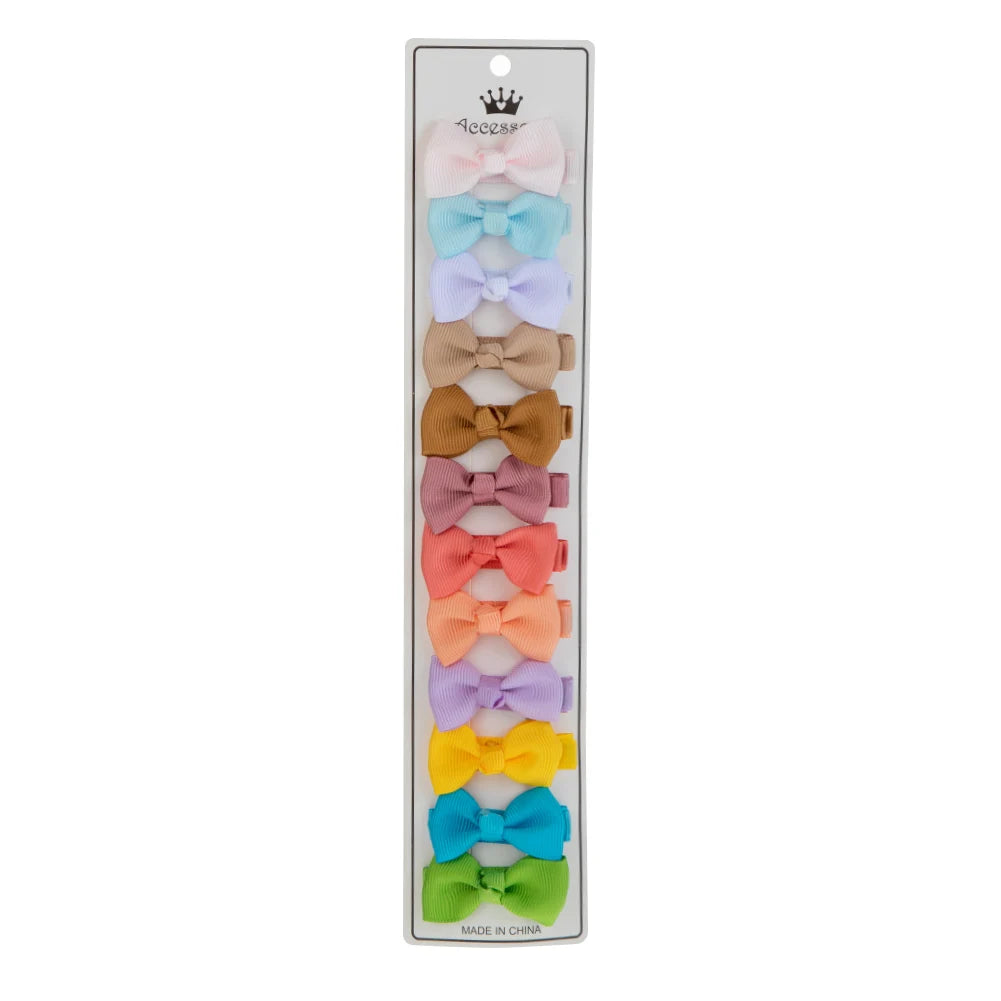 12Pcs/Lot Solid Color Grosgrain Ribbon Bowknot Kids Hair Clips Handmade Bows Baby Girls Barrettes Hairpins Photo Props Gift S
