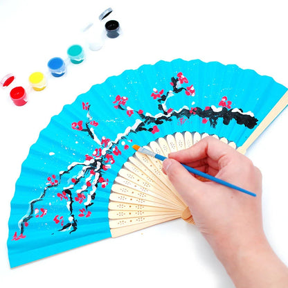 Hand Held Fan Paper Folding Fan Party Decorative New Fashionable Simple Decorative Blank Folding Fans Candy Colored Can DIY