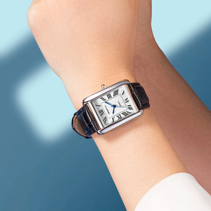 Retro-Style Simple Small Square Watch with Roman Numerals, Trendy and Artistic Quartz Movement Wristwatch