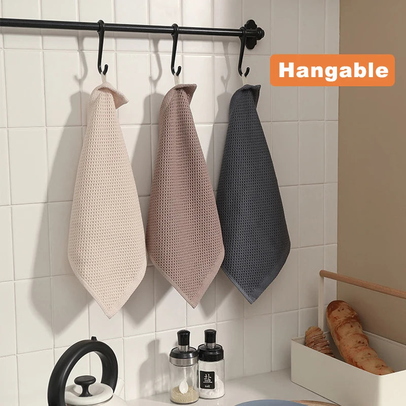 Cotton Towel Soft Absorbent Dishcloth Kitchen Dish Rags Honeycomb Breathable Face Wash Towel Household Cleaning Cloth Wash Cl