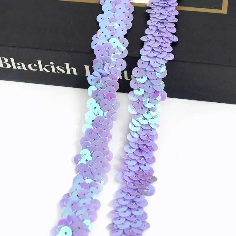 2-20M 2cm Sequin Lace Fabric Elastic Band for Dance Dress Decor Laces Trims Stetch Tape Clothing Trimming Ribbon DIY Accessor