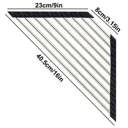 Roll Up Triangle Dish Drying Rack Kitchen Sink Organizer Corner Over the Sink Sponge Rag Holder Foldable Stainless Steel Drai