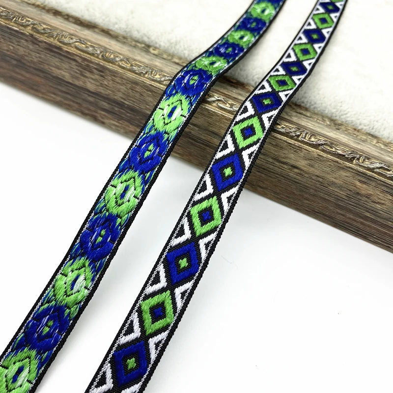2 yards/lot 13mm Vintage Ethnic Embroidery Ribbon Lace Trim DIY Clothes Bag Accessories Embroidered Fabric - 06
