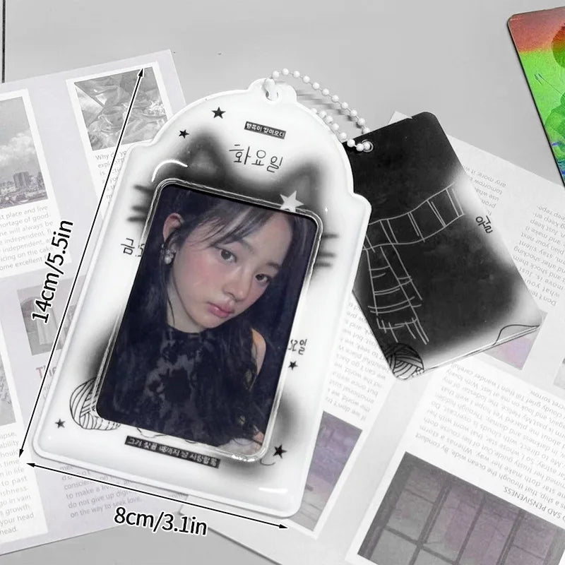 Kpop Photocard Holder Binder Photo Card Holder 3inch Idol Binder Photocard Display Keychain Protective Cover Photo Albums - S