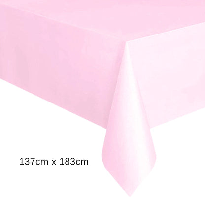 Disposable Tablecloth White Pink Table Cover Plastic Rectangle Desk Cloth for Birthday Wedding Party Table Decor Xmas - 1pc E