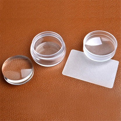 Round Silicone Stamper Transparent Stemple Do Paznokci for Nail Decoration Fashion DIY Stamp for Nails Stamping Art