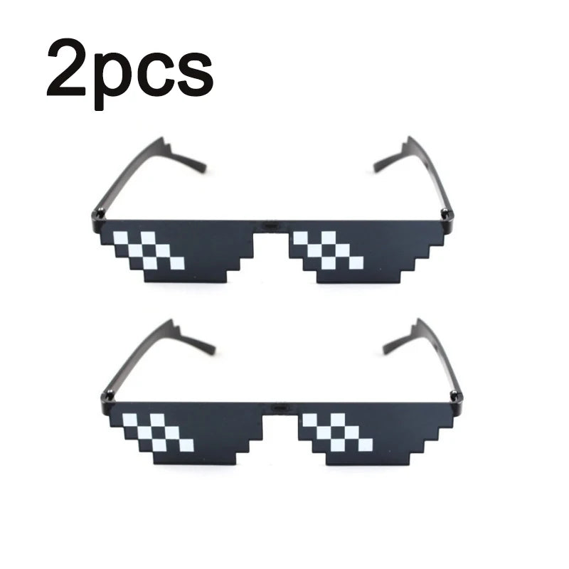 Mosaic Sunglasses Cool Party Vintage Shades Eyewear For Men Pixelated Sunglasses Funny Women Glasses - 2PCS