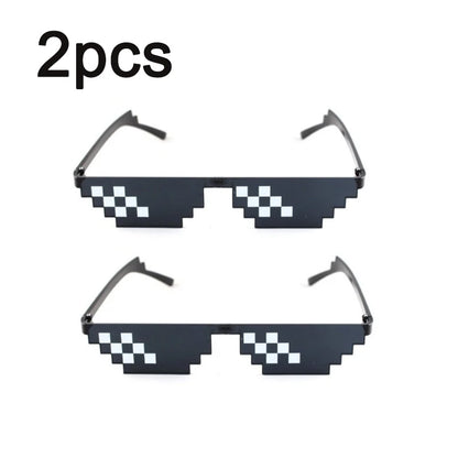 Mosaic Sunglasses Cool Party Vintage Shades Eyewear For Men Pixelated Sunglasses Funny Women Glasses - 2PCS
