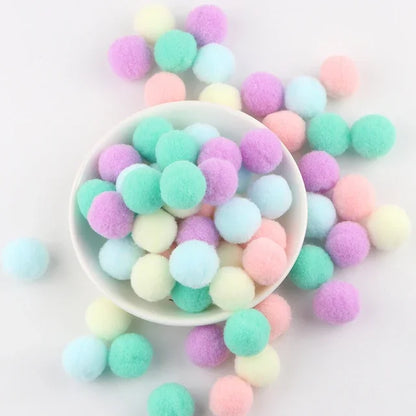 Kids DIY Pompoms Toy Craft Supplies Mini Fluffy Pompon 10/15/20/25mm Pom Poms Christmas Home Decoration Accessories 100pcs/50
