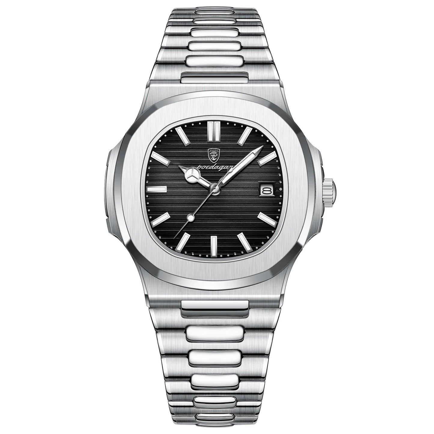 POEDAGAR Square Luxury Men Wristwatch Waterproof Luminous Date Stainless Steel Male Clock Business Sports Quartz Watches For 