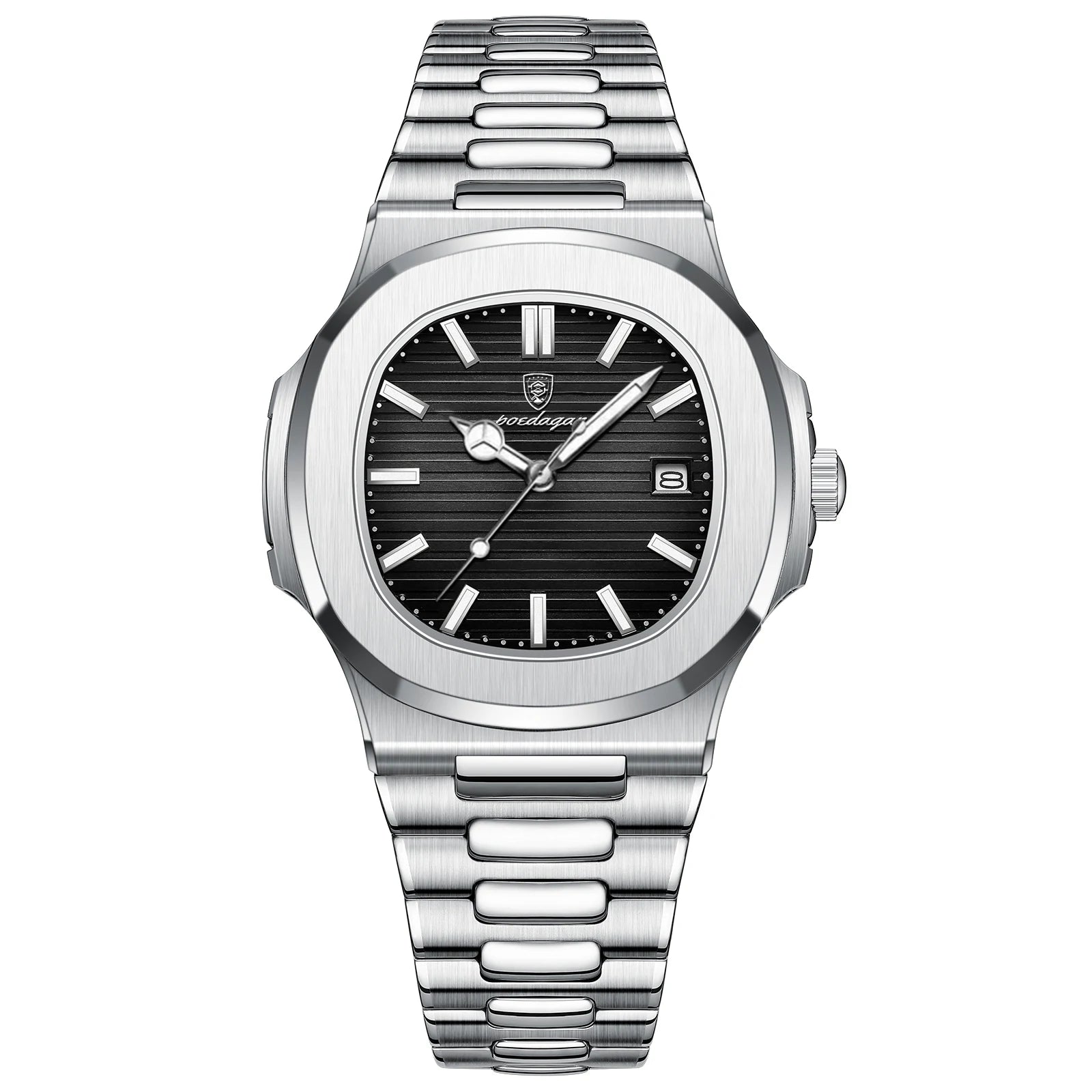 POEDAGAR Square Luxury Men Wristwatch Waterproof Luminous Date Stainless Steel Male Clock Business Sports Quartz Watches For 