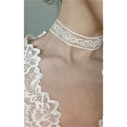 New Black White Sexy Lace Flower Necklace for Women Harajuku Gothic Short Choker Collar Necklace Party Female Neck Accessorie