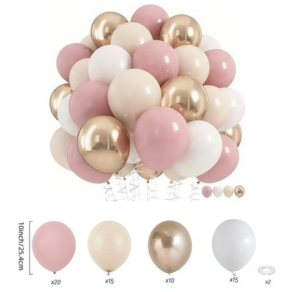 32/52/62pcs Macaron Pink Retro Sand White Champagne Golden Balloons Set For Birthday,Party,Wedding,Valentine's Day, Anniversa
