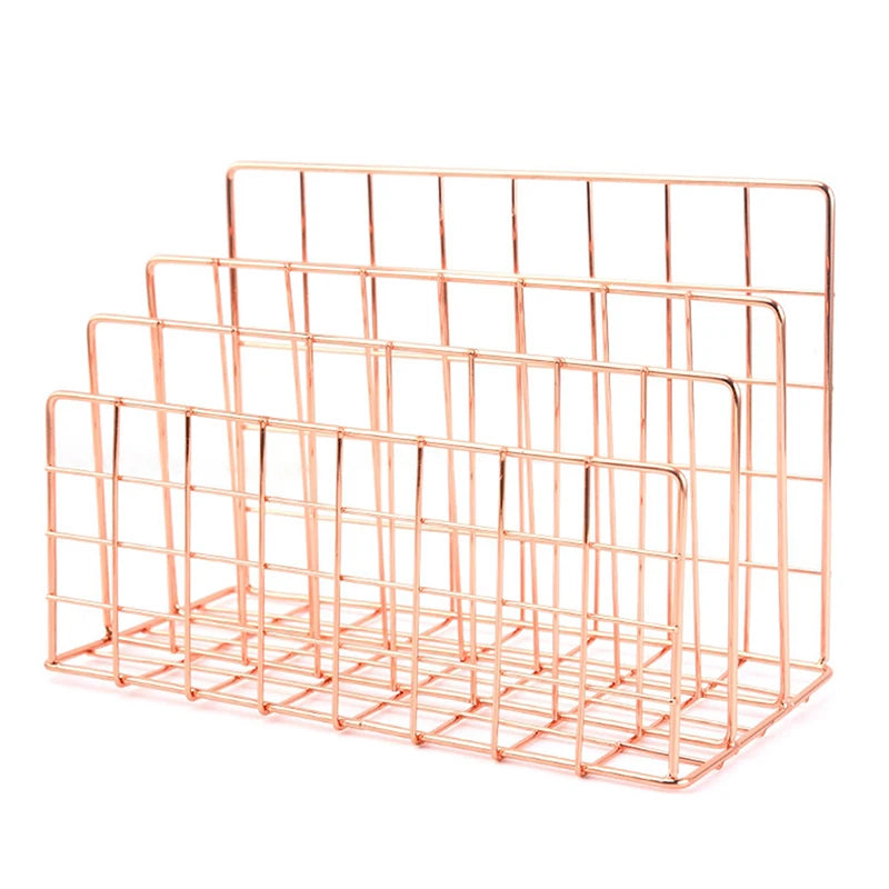 Ins Minimalist Iron Desktop Storage Rack Organizer Table Organizing Rack Document Book Rack Desk Multi-functional Storage Rac