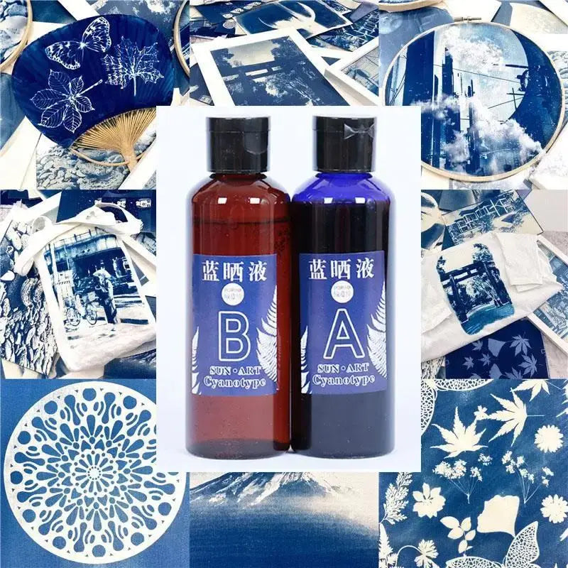 Cyanotype Set 1:1 AB Potassium Ferricyanide Set Cyanotype Printing DIY For Fabric Textile Wood Reproducing Photographs Docume