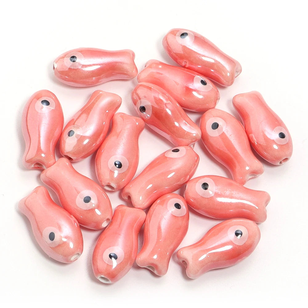 10pcs/lot Retro Small Fish Ceramic Beads Cute Porcelain Loose Spacer Beads For DIY Jewelry Making Necklace Bracelets Accessor