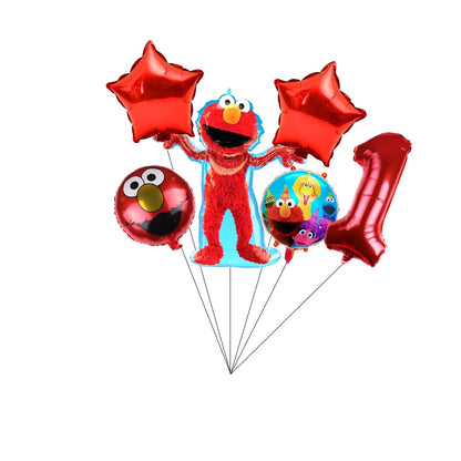 Cartoon Sesames Street Birthday Party Decor Elmo and Friends Theme Tablecloth Plate Balloon Set Cake Decor Baby Shower
