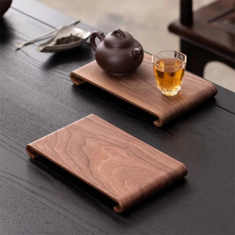 Creative rectangular wooden desktop display rack Hotel Home Coffee Table Decorative Plate Retro Style Heat-resistant Thick Tr