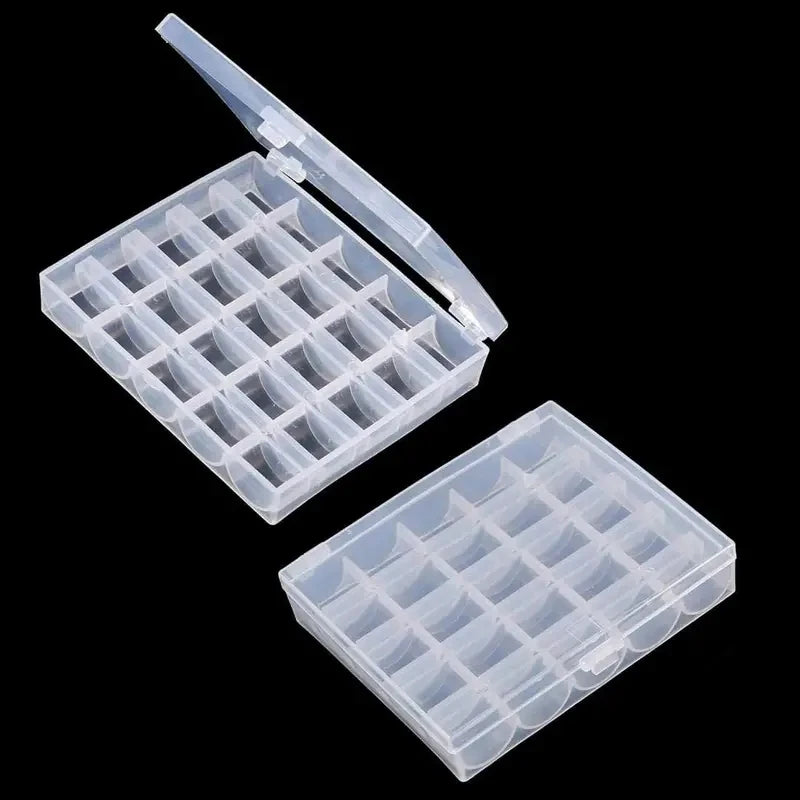 1pc Sewing Machine Bobbins Box, Empty Bobbin Storage Organizer, 25 Slots Transparent Plastic Storage Box For Home Sewing Acce