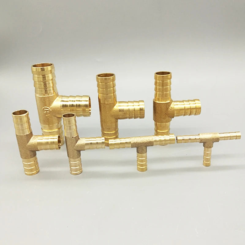 T Way T-Shape Brass Barb Pipe Hose Fitting 3 Way Connector for 4mm 5mm 6mm 8mm 10mm 19mm Hose Copper Pagoda Water Tube Fittin