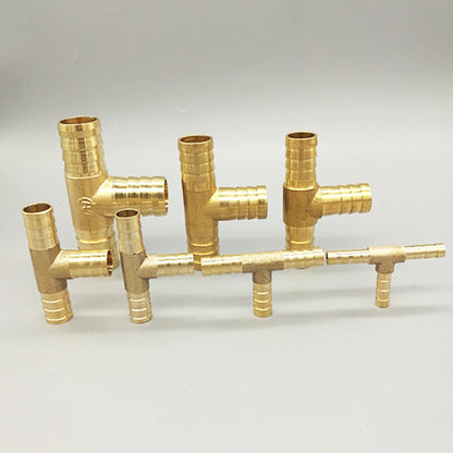 T Way T-Shape Brass Barb Pipe Hose Fitting 3 Way Connector for 4mm 5mm 6mm 8mm 10mm 19mm Hose Copper Pagoda Water Tube Fittin