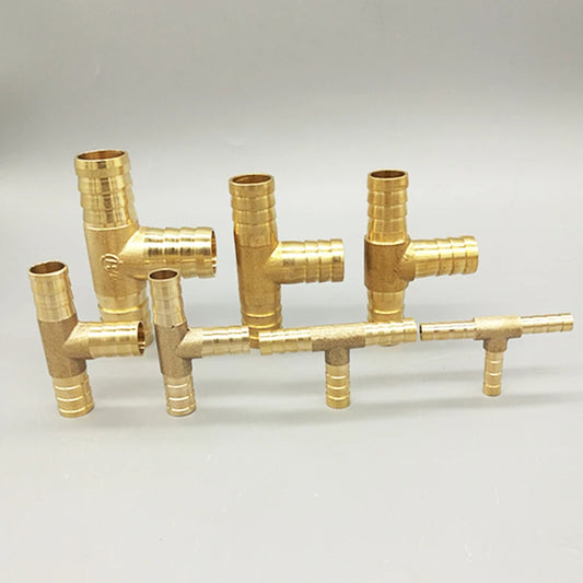 T Way T-Shape Brass Barb Pipe Hose Fitting 3 Way Connector for 4mm 5mm 6mm 8mm 10mm 19mm Hose Copper Pagoda Water Tube Fittin