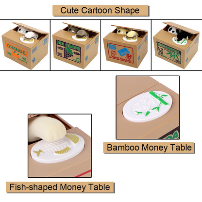 Cute Automated Panda Cat Steal Coin Bank Money Saving Box Electronic Money Boxes Kids Gift Piggy Banks