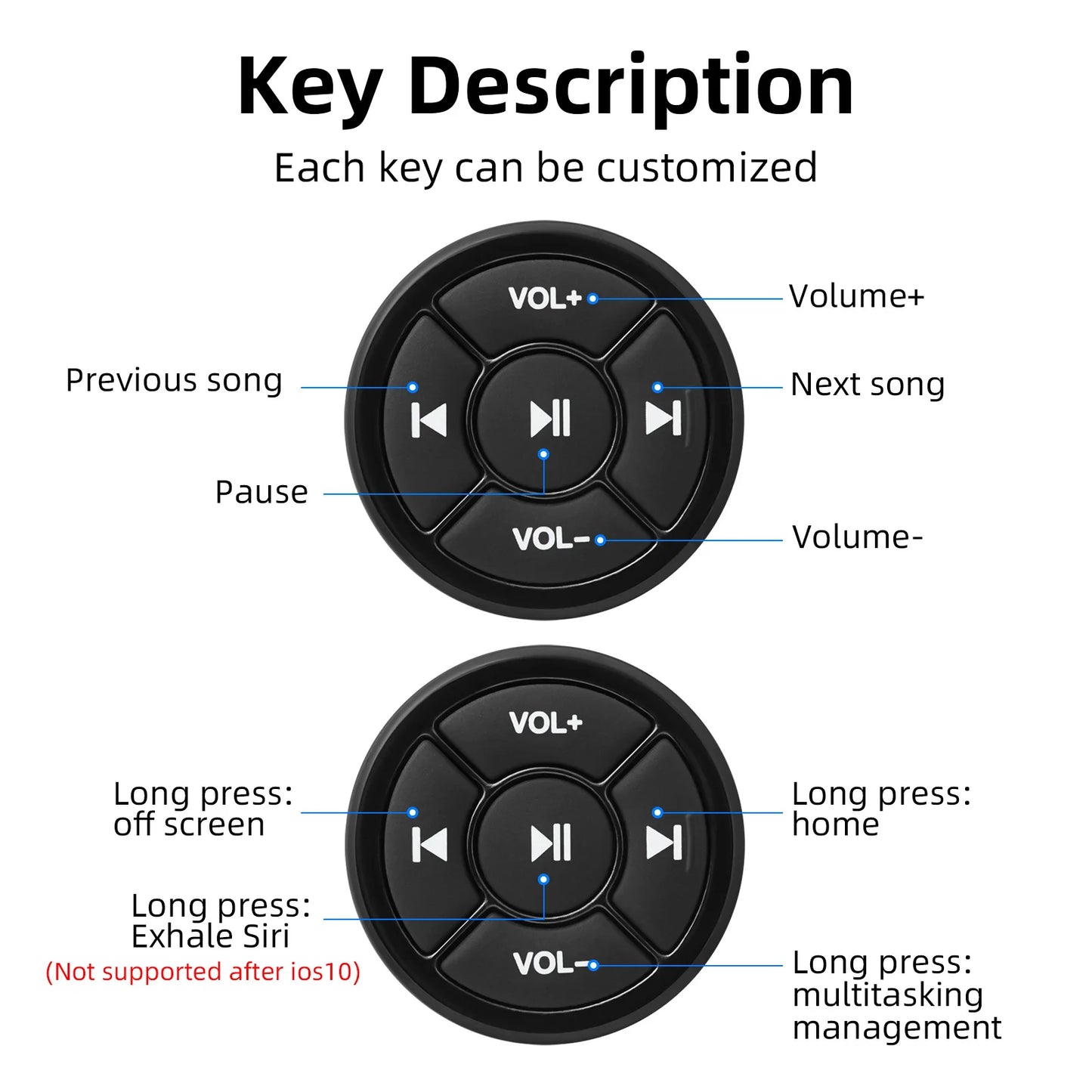 Car Steering Wheel Wireless Bluetooth-compatible Remote Control Button